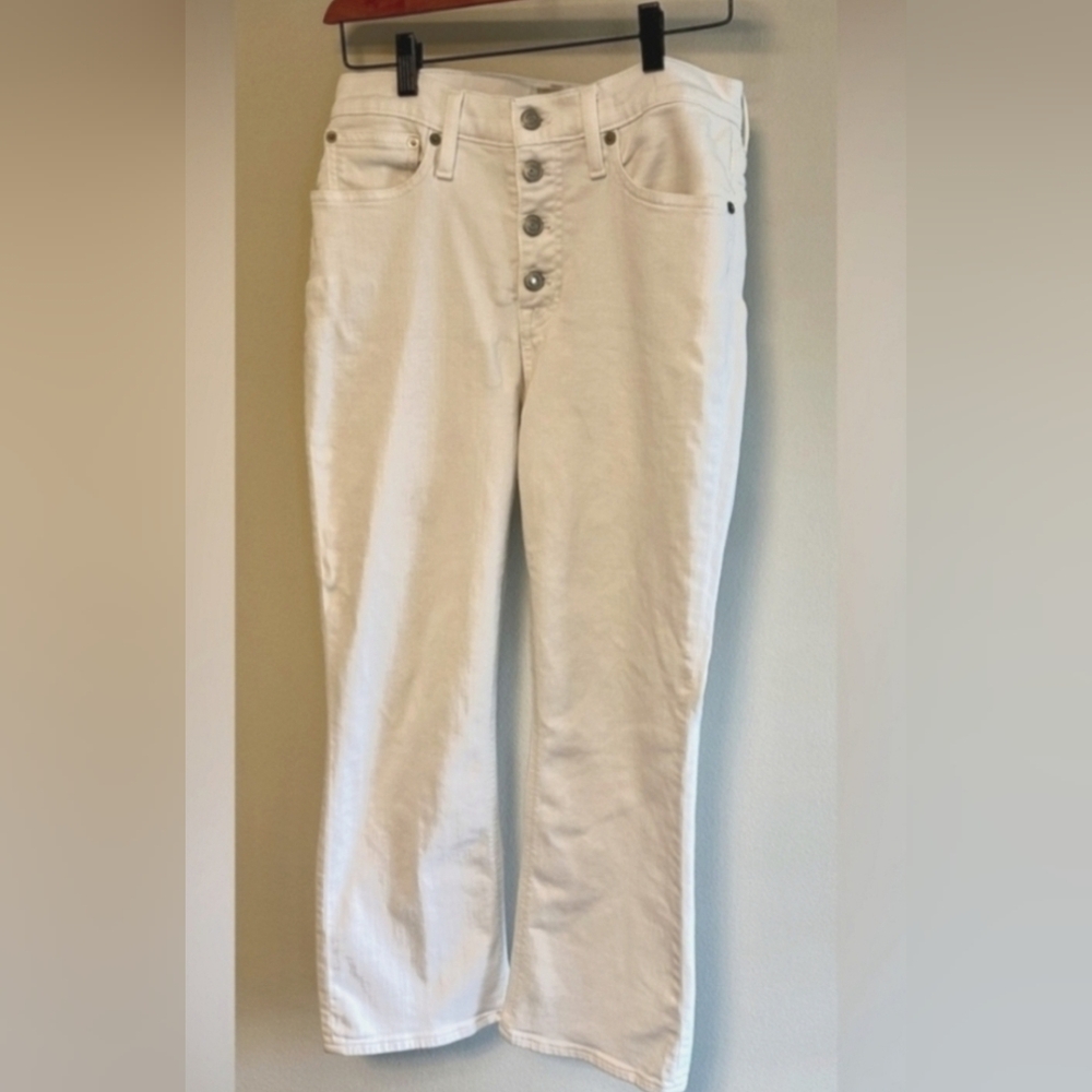 J. Crew Demi Crop Boot Cut Jeans Classic Denim White Size 28